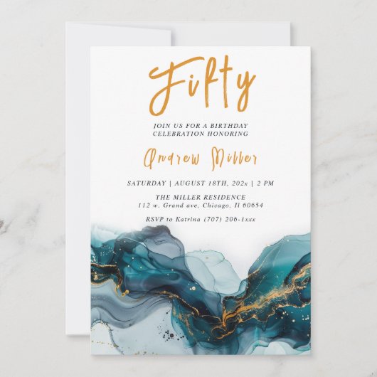 Editable Men's 50. Geburtstagsvorlage Einladung (Vorderseite)