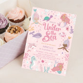 Editable Mermaid 1. Geburtstag Einladung