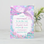 Editable Mermaid Baby Shower Einladung Baby Showe (Stehend Vorderseite)