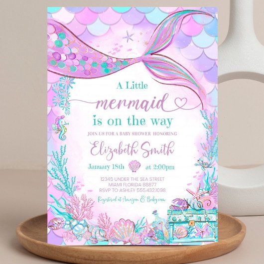 Editable Mermaid Baby Shower Einladung Baby Showe