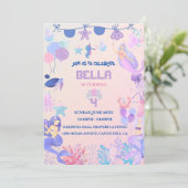 Editable Mermaid Birthday Einladung (Stehend Vorderseite)