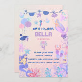 Editable Mermaid Birthday Einladung (Vorne/Hinten)