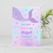Editable Mermaid Birthday Einladung (Stehend Vorderseite)