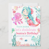 Editable Mermaid Birthday Einladung, Sea Einladung (Rückseite)