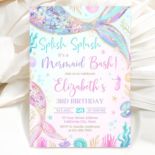 Editable Mermaid Birthday Invitation, Mermaid Invi Einladung