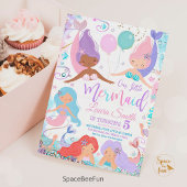 Editable Mermaid Birthday Party Einladung unter