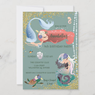 Editable Mermaid Einladung