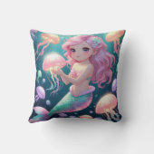 Editable Mermaid & Jellyfish Square Kissen (Rückseite)