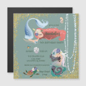 Editable Mermaid Magneteinladung (Vorne/Hinten)