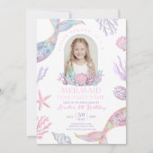 Editable Mermaid Schwanz Pool Party Einladung (Vorderseite)