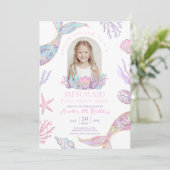 Editable Mermaid Schwanz Pool Party Einladung (Stehend Vorderseite)