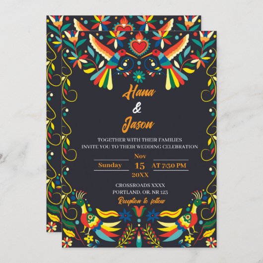 Editable Mexican Wedding Einladung 4 (Vorne/Hinten)