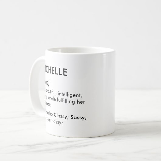 Editable Michelle name definition, custom name Kaffeetasse (Vorderseite Links)