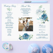 Editable Midnight Blooms Trifold Wedding Program Flyer (Einzeln)