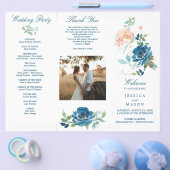 Editable Midnight Blooms Trifold Wedding Program Flyer (Einzeln)