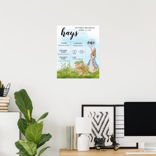Editable, Milestone chart, Peter Rabbit, Bunny, Poster (Heimbüro)