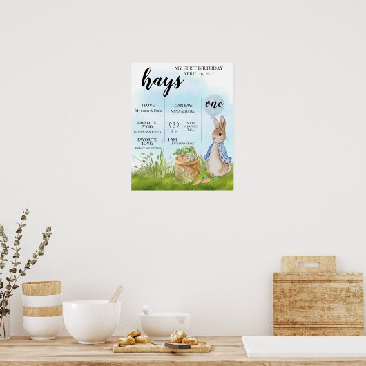 Editable, Milestone chart, Peter Rabbit, Bunny, Poster (Küche)