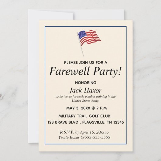Editable Military Farewell Party Einladung (Vorderseite)