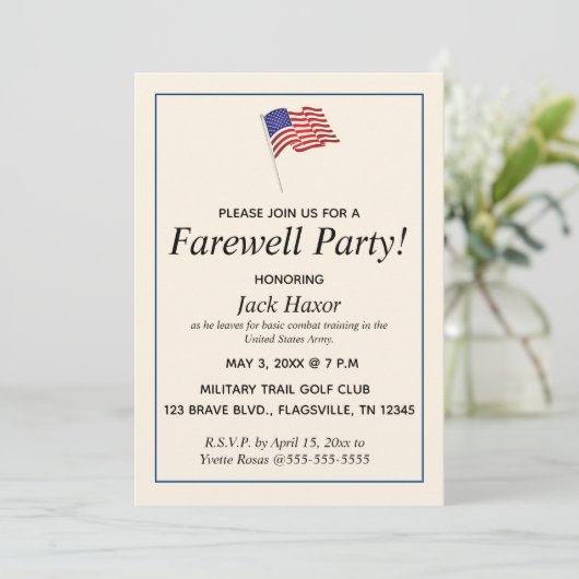 Editable Military Farewell Party Einladung (Stehend Vorderseite)