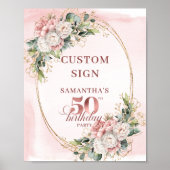 Editable Minimal Blush Botanical 50 Birthday 8x10 Poster (Vorne)