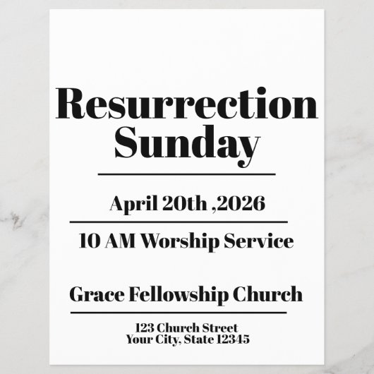 Editable Minimal Easter Church  Flyer (Vorne)