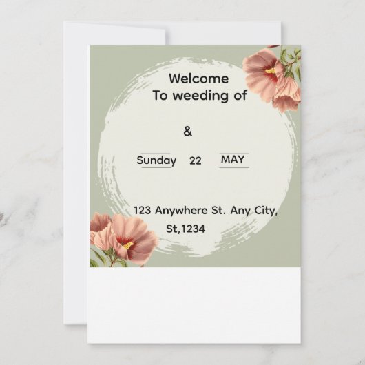 Editable Minimal Floral Wedding Invitation Einladung (Vorderseite)