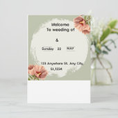 Editable Minimal Floral Wedding Invitation Einladung (Stehend Vorderseite)