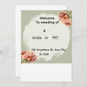 Editable Minimal Floral Wedding Invitation Einladung (Vorne/Hinten)