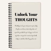 Editable Minimal Journal | Unlock Your Thoughts Notizblock (Vorderseite)