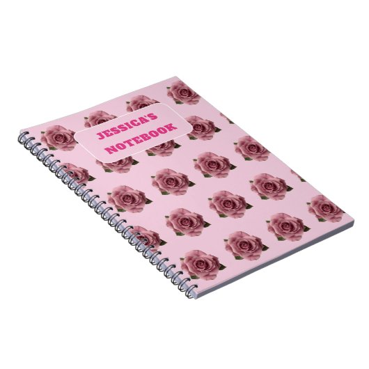 Editable Minimal Pink Rose Design Pattern Custom Notizblock (Rechte Seite)