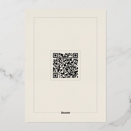 Editable Minimal QR Code Invitation with Gold Init Folieneinladung (Rückseite)