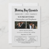 Editable Minimalistisch Newspaper Two Fotos QR Cod Einladung (Vorderseite)