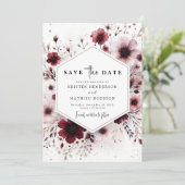 Editable Minimalistische Burgundy Wedding Save The Date (Stehend Vorderseite)
