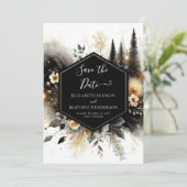 Editable Minimalistische verzauberte Waldhochzeit Save The Date (Stehend Vorderseite)