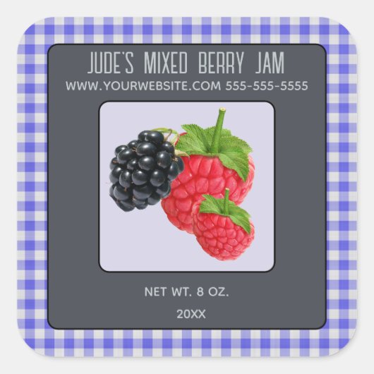 Editable Mixed Berry Quadratischer Aufkleber (Vorderseite)