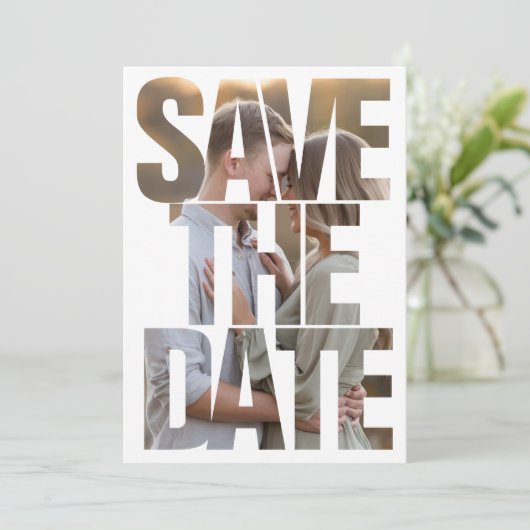 Editable Modern Bold Save the Date Negative Space (Stehend Vorderseite)