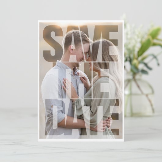 Editable Modern Bold Save the Date Negative Space (Stehend Vorderseite)