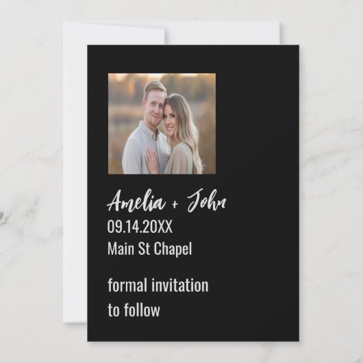 Editable Modern Bold Save the Date Negative Space (Rückseite)