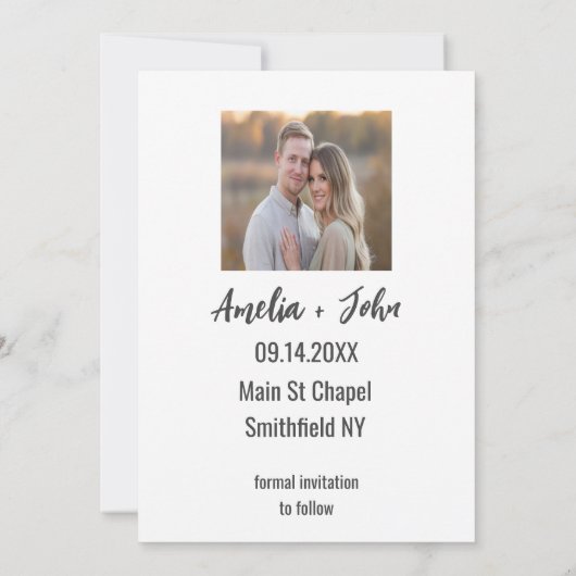 Editable Modern Bold Save the Date Negative Space (Rückseite)