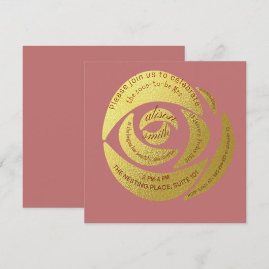 Editable Modern Dusty Rose Bride to Be Party Invit Einladung (Vorne/Hinten)