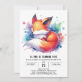 Editable Modern Fox Birthday Einladung (Vorderseite)