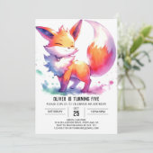 Editable Modern Fox Birthday Einladung (Stehend Vorderseite)