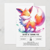 Editable Modern Fox Birthday Einladung (Vorne/Hinten)
