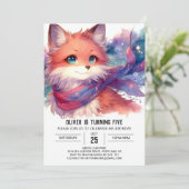 Editable Modern Fox Birthday Einladung (Stehend Vorderseite)