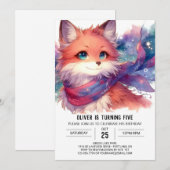 Editable Modern Fox Birthday Einladung (Vorne/Hinten)