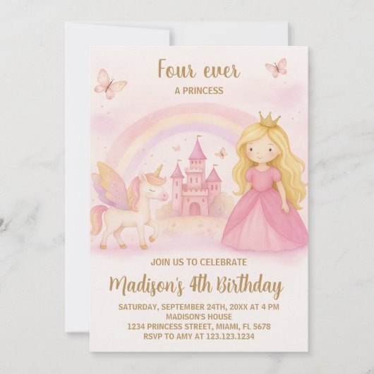 Editable Modern Girl Birthday Card Einladung (Vorderseite)