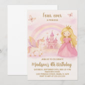 Editable Modern Girl Birthday Card Einladung (Vorne/Hinten)