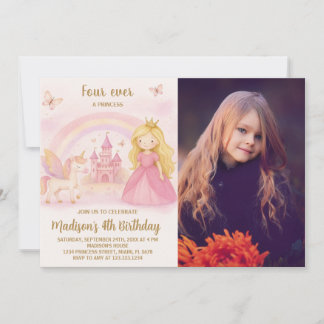 Editable Modern Girl Birthday Card mit Foto Einladung