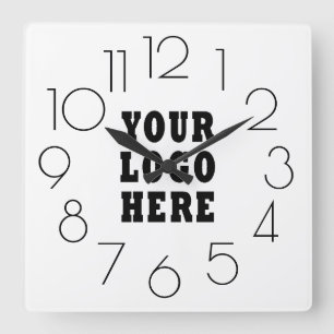 Editable Modern Minimalist Company Business Logo Quadratische Wanduhr