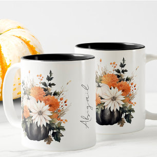 Editable Modern Niedlich Giro Boho Pumpkin Fall Zweifarbige Tasse